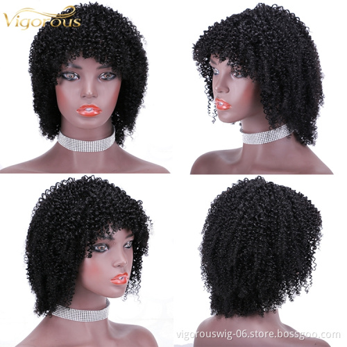 Short bob afro curly wholesale inch pixie cut wave black cheap glueless brazilian real human hair wigs black women